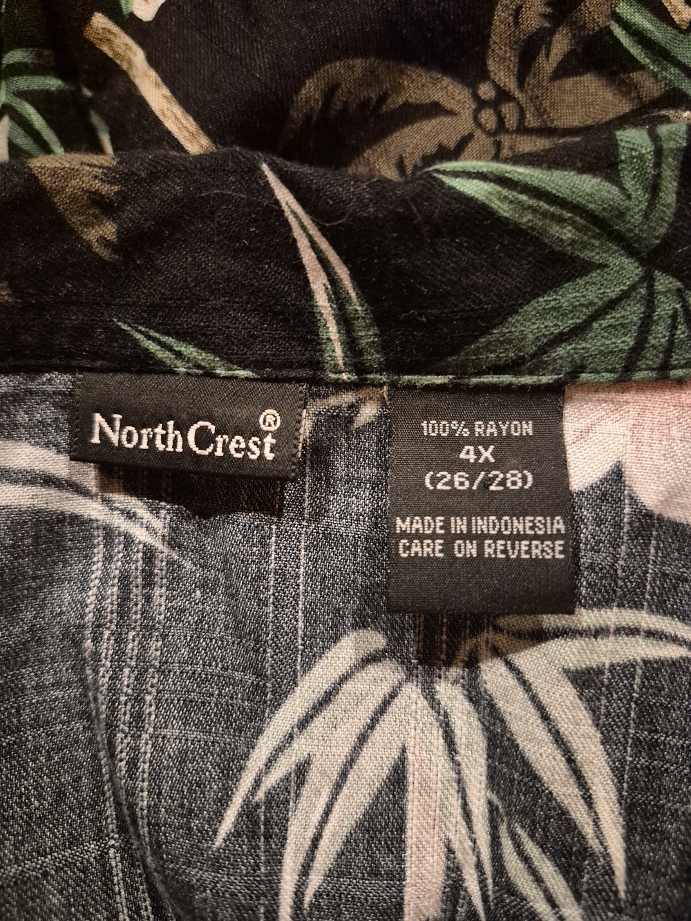 Northcrest Black Hawaiian Bamboo Print Casual Button-Down Shirt Size 4XL 29x29 - Picture 3 of 3